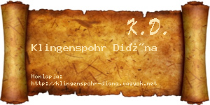 Klingenspohr Diána névjegykártya